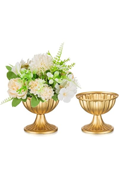 Q-Care Suport flori, bol decorativ, vaza metalizata, aurie, 11.5cm