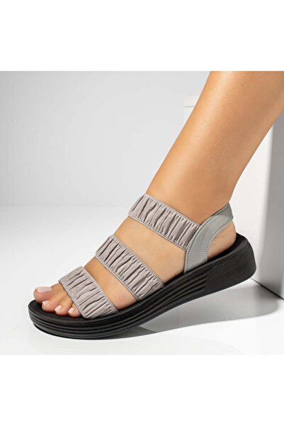 Modlet.ro Sandale gri pentru femei cu talpă groasă MOD13396