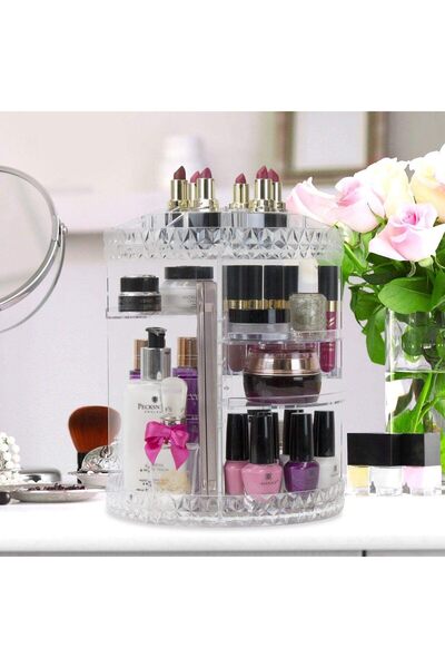 Generic Clear 360° Rotating Makeup Organizer Adjustable Carousel Storage for Cosmetics & Toiletries