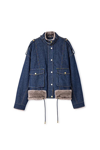 İpekyol mix kemerli denim mont