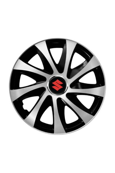 Autohelix MSA Set de 4 capace jante Drift extra argintii și negre R14 compati...