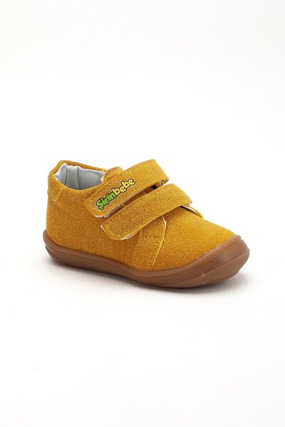 Dilimler Ayakkabı Şirinbebe Orthopedic Men's İlkadım Baby Shoes Yellow Double Velcro