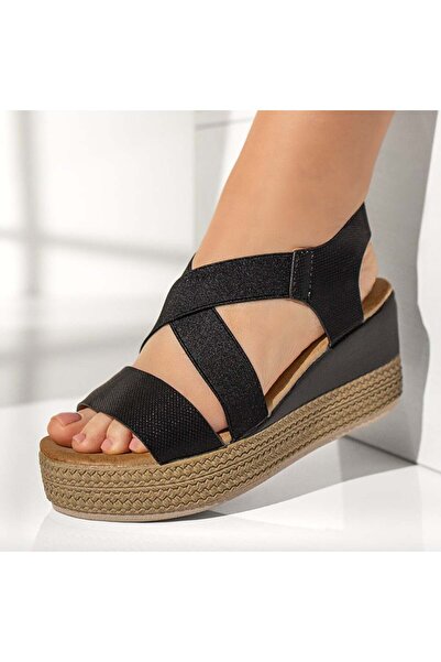 BMoD Sandale negre cu platformă pentru femei MOD11583