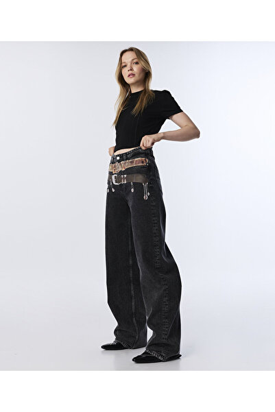 Twist Visual Printed Wide Leg Jean Pants