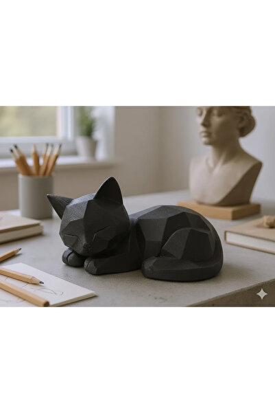 Genel Markalar Kedi Heykel Sevimli Low-Poly Kedi Büst Heykel Figürü