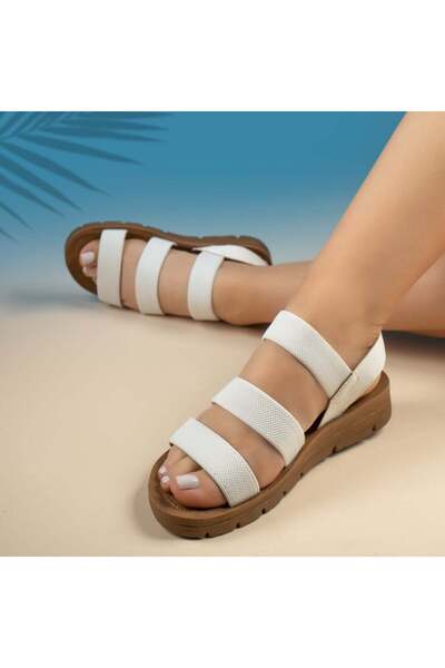 Modlet.ro Γυναικεία λευκά σανδάλια με λουράκι MOD13581