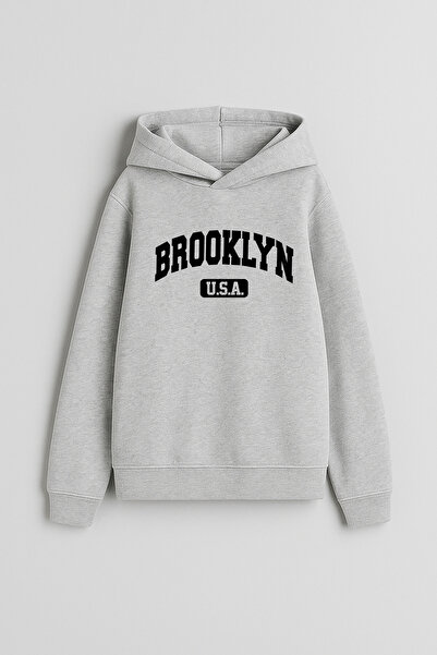 MODA سترة هوديي رمادية اللون للأولاد والبنات مطبوعة من نيويورك بروكلين الولاي...