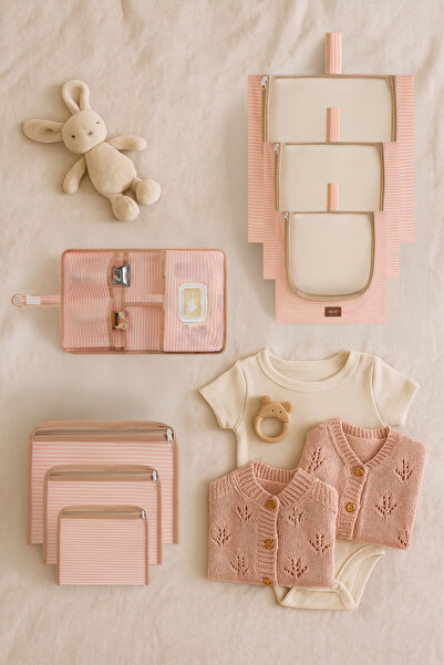 MorPort 6'lı Bavul Organizer ve Alt Açma Hastane Çıkışı Set (Pembe)