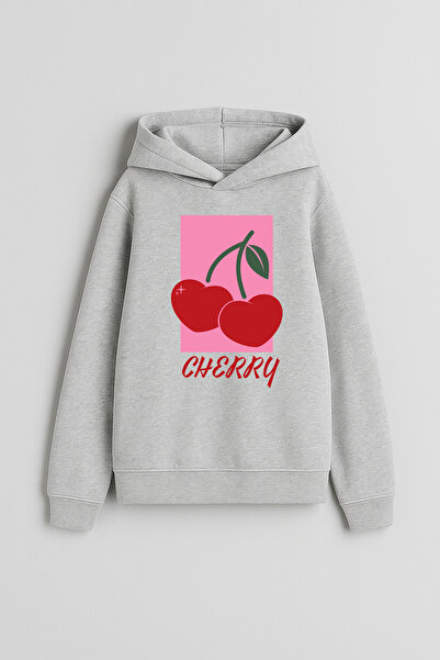 MODA Cherry cherry Pinterest cu imprimeu Hanorac gri pentru băieți și fete cu...