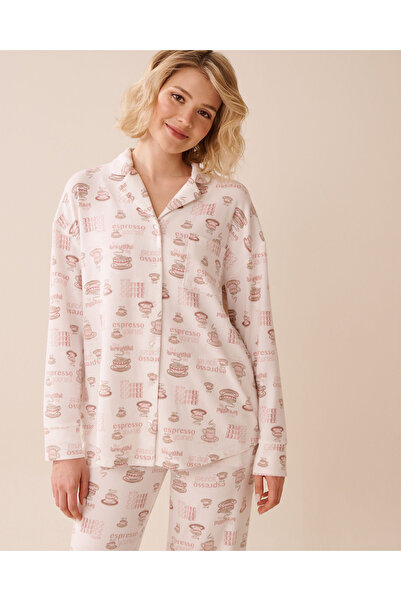 La Vie en Rose Espresso Print Recycled Fibers Button-down Shirt