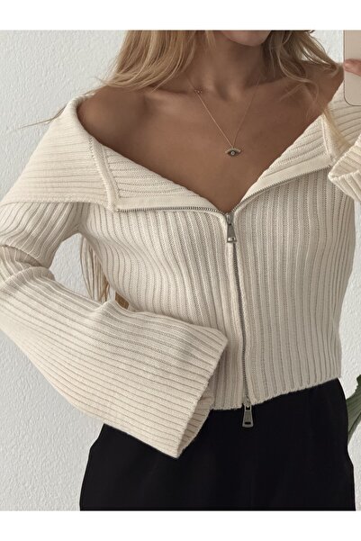 pelish Ζακέτα πουλόβερ με διπλό φερμουάρ Madonna Collar