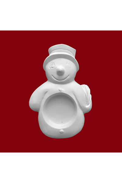 OEM Suport lumânare din ipsos model 08, om de zăpadă, 14,5x10cm