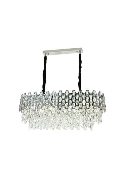 RFAN Candelabru, Model 75003/800*300, Textură de cristal, Metal, 8 X E14, Argintiu