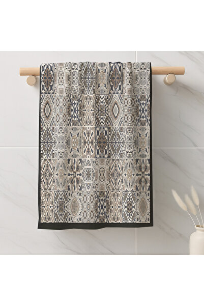 Else Dekor Gray and White Tile Patterned Decorative Washable Cotton Bathroom Kitchen Oven Hand Towel