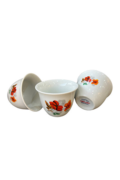 alfrhood Arabic coffee cup set, 12 pieces, porcelain, Farhood rose pattern