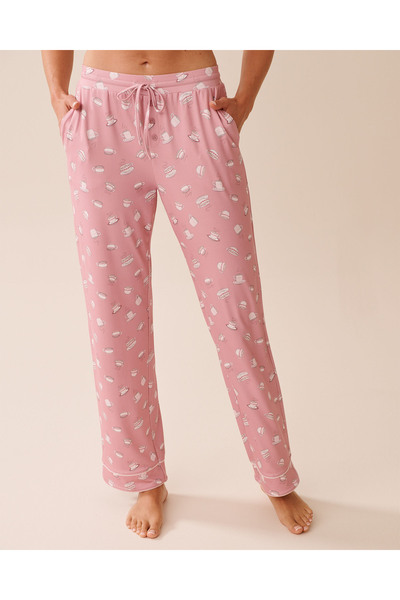 La Vie en Rose بنطال بيجاما فائق النعومة بطبعة فنجان قهوة