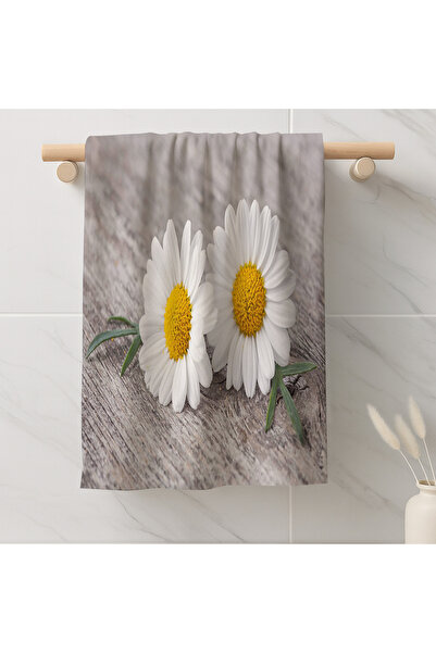 Else Dekor Yellow Daisy Patterned Decorative Washable Cotton Bathroom Kitchen Oven Hand Towel