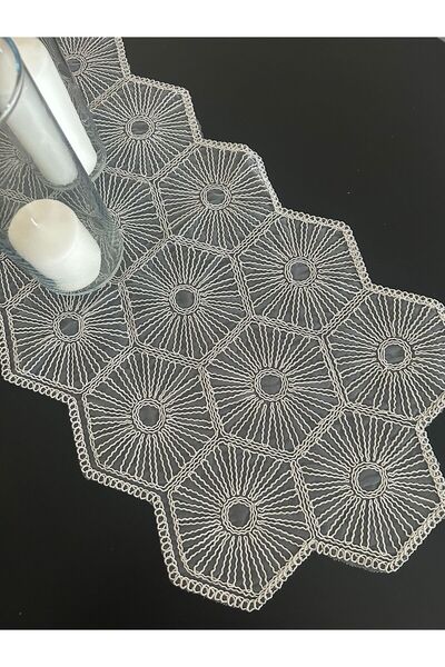 Lionvia Fransız Dantel Detaylı Tek Runner, Masa Üzerine Runner, Masa Örtüsü R...