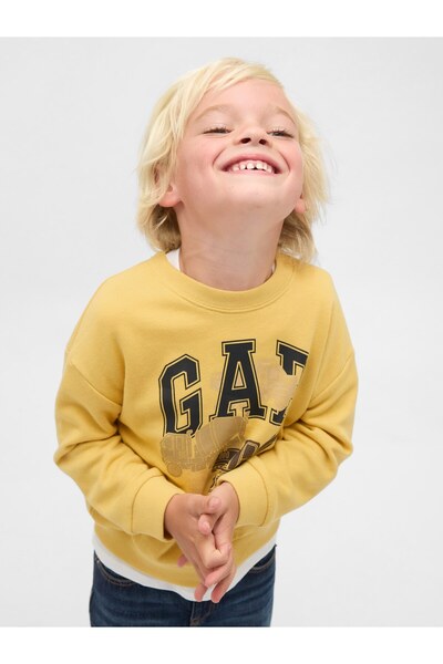 GAP 815555001 V-Frch Oversized Logo Crew Sweatshirt Top