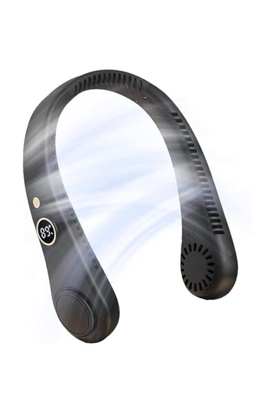 Generic Portable Neck Fan, Hands Free Fan, Long Battery With Display Operated Wearable Personal Fan, 360° A