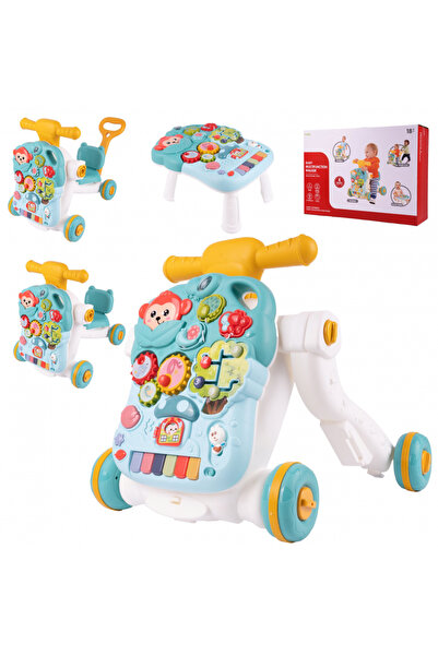 MalPlay Antepremergator multifunctional 4 in 1, Premergator, Masuta de activitati si Trotineta, cu pian si s