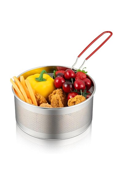 Generic Azonee Deep Fryer Basket Round Stainless Steel Frying Basket with Long and Foldable Heat Resistant S