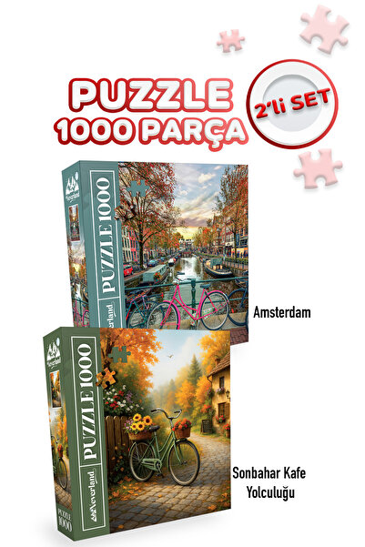 Neverland 2 ADET 1000 PARÇA PUZZLE- AMSTERDAM VE SONBAHAR KAFE YOLCULUĞU