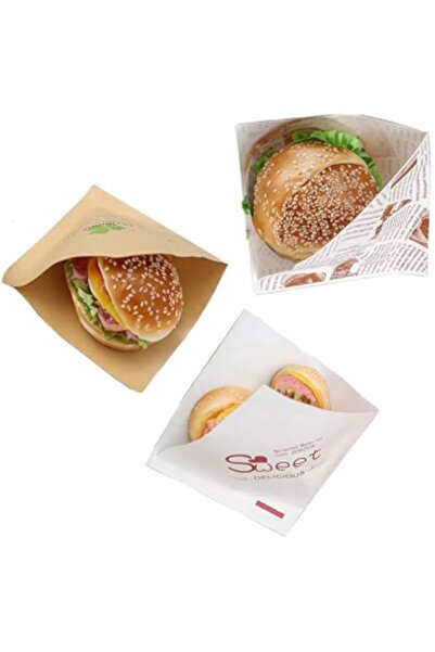 Generic أكياس تحميص الخبز - أكياس خبز مثلثة من ورق الكرافت، غير لاصقة، مقاومة للزيت، لتحميص الخبز والشطائر