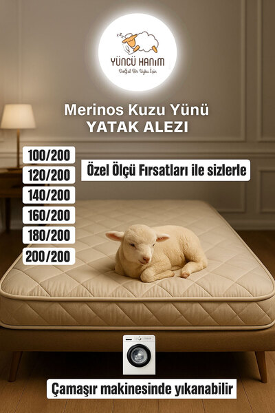 Teknor Merinos Kuzu Yünü Yatak Pedi, Yatak Koruyucu, Yatak Şitesi (%100 DOĞAL MERİNOS KUZU YÜNÜ)