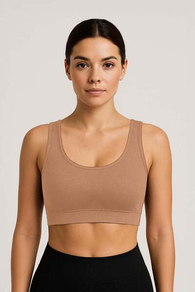 İLKE İÇ GİYİM Women's Wide Strap Padded Basic Sports Tank Top 5 Pieces