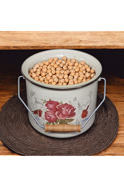 emaye market Enamel Bakraç Yogurt Storage Set 16-18-20-22 cm 2 Lt 3 Lt 4 Lt 5 Lt with Pebeğül Pattern