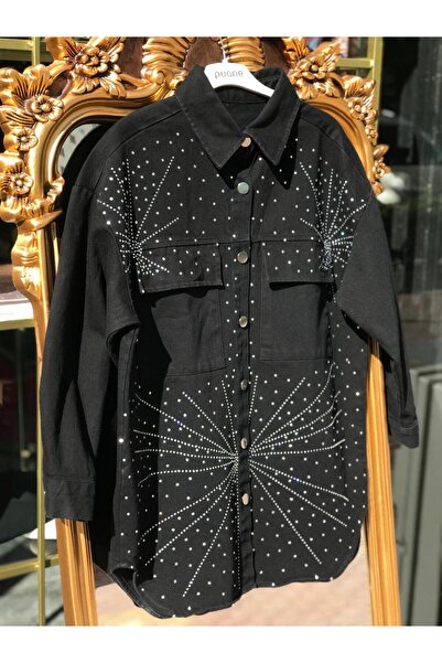 PRENSES ŞAL İŞLEMELİ KOT CEKET/GÖMLEK