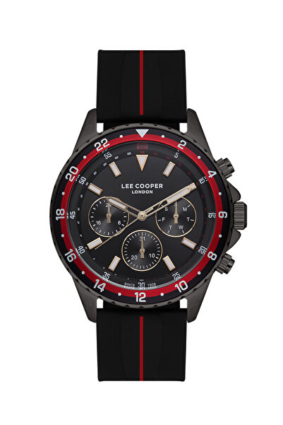 Lee Cooper ساعة رجالية متعددة الوظائف بمينا أسود - LC07210.651