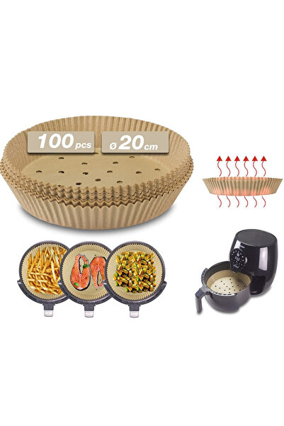 BEPER 100 paper liners for Air Fryer C103ACC001, Parchment, 20 cm, Non-stick, , Brown