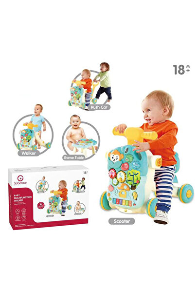 MalPlay Antepremergator multifunctional 4 in 1, Premergator, Masuta de activitati si Trotineta, cu pian si s