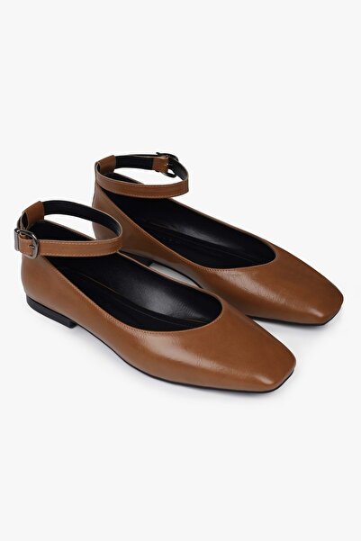 Shoeberry Women's Melor Caramel Skin Ballerinas