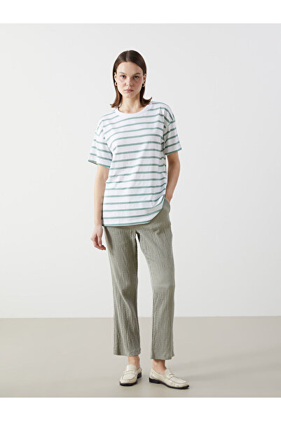 LC Waikiki Peak New Season Elastic Waist Textured Women's Trousers