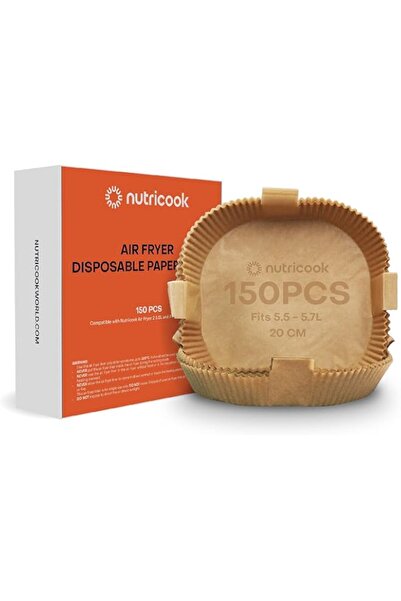 Generic نيوتري كوك ١٥٠ قطعة من بطانة مقلاة الهواء للاستخدام مرة واحدة، مقاومة للماء والزيت للخبز والتحميص والقلي بالهواء