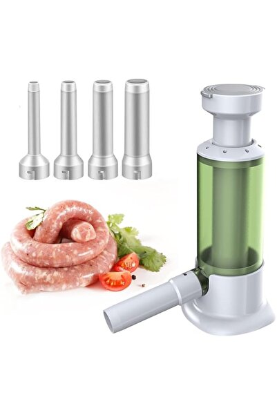 Generic آلة حشو السجق اليدوية مع 4 أنابيب حشو، مجموعة أدوات حشو اللحوم العمودية بسعة كبيرة