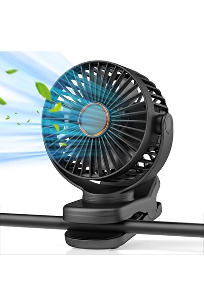 Generic مروحة صغيرة محمولة بمشبك، مروحة مكتب صغيرة قابلة لإعادة الشحن بثلاث سرعات مع تدفق هواء قوي، تدور 360 درجة