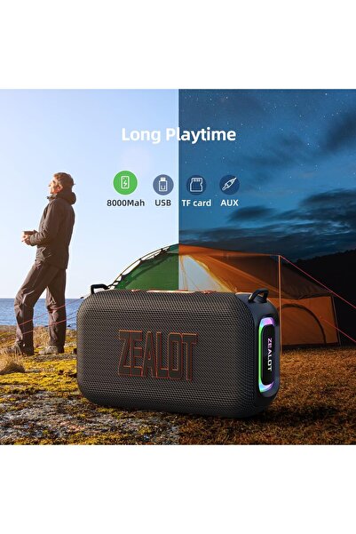 zealot - 60W (Peak) Bluetooth Speaker, Wireless Bluetooth Speaker, Portable Outdoor Speakers IPX6, W