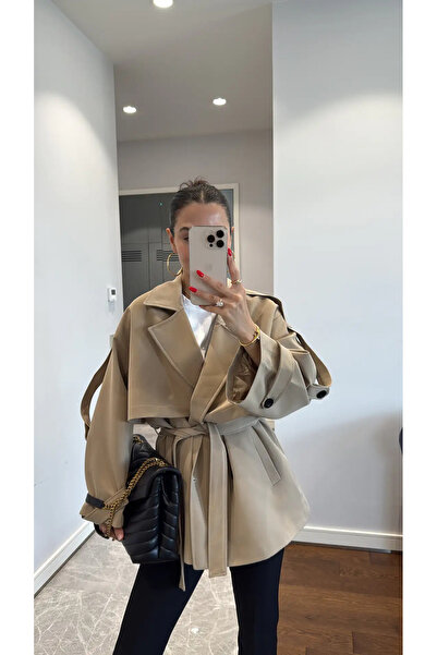 sinemkivanc co Kadın Oversize Kesim Düşük Kol Trençkot