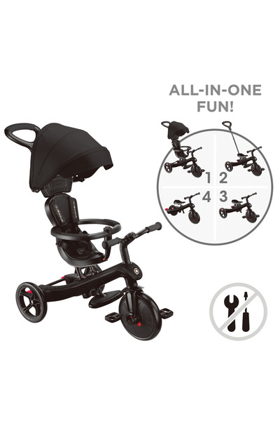 Globber Explorer Trike Convertible Adjustable 4 in 1 Kids Tricycle – Multi Stage Ride On – Black