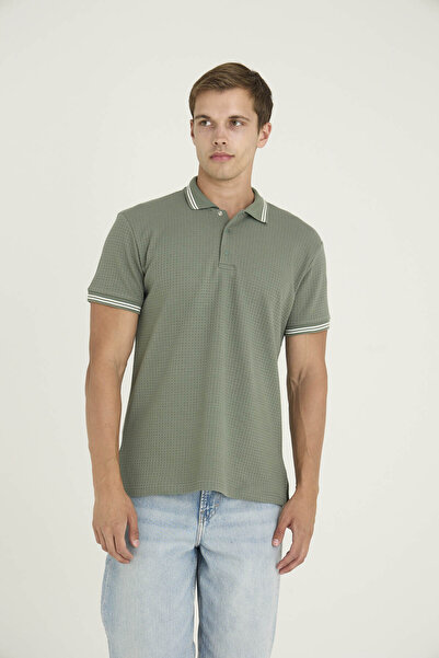 KLY Men's Polo Neck T-Shirt Modern Design Buttoned Collar 80% Cotton