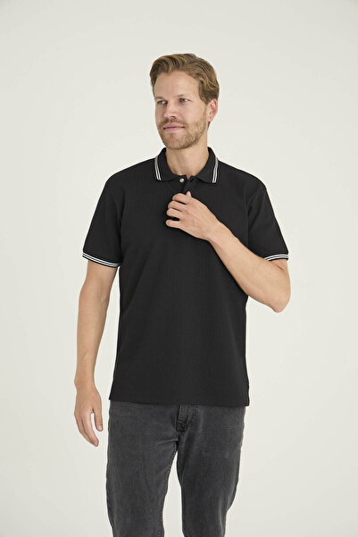 KLY Men's Polo Neck T-Shirt Modern Design Buttoned Collar 80% Cotton