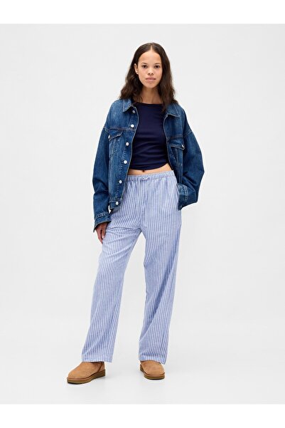 GAP Kadın Açık Mavi Softest Flannel Pijama Altı