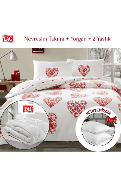 Taç Cordelia Ranforce Double Red Duvet Cover Set Comforter Pillow