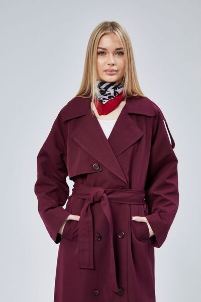 Bolivente Kadın Oversize Astarlı Uzun Trençkot