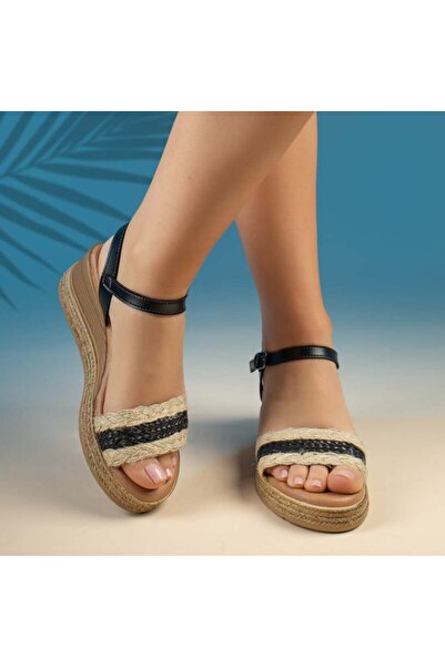 BMoD Sandale negre cu platformă pentru femei MOD13688