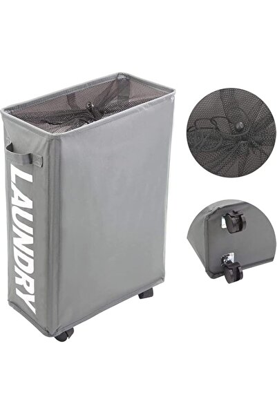 Generic JASDF Laundry Basket on Wheels, Waterproof Slim Laundry Storage Hamper Corner Storage Bag Collapsibl